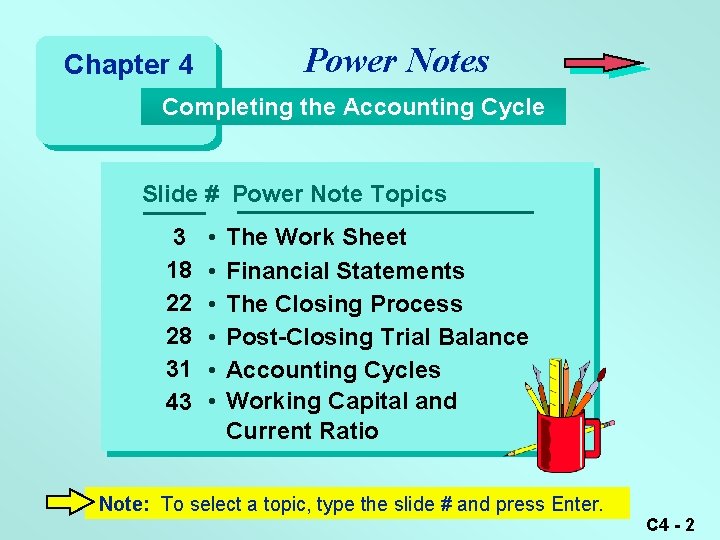 Power Notes Chapter 4 Completing the Accounting Cycle Slide # Power Note Topics 3