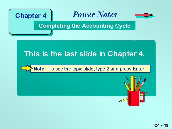 Chapter 4 Power Notes Completing the Accounting Cycle This is the last slide in