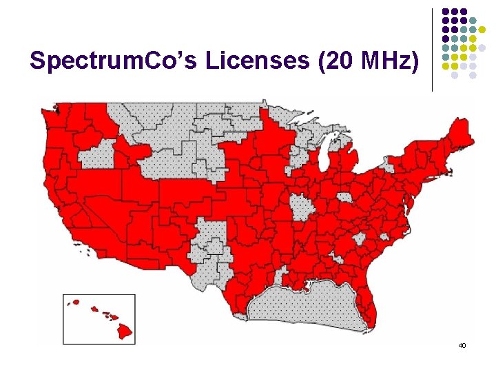 Spectrum. Co’s Licenses (20 MHz) 40 