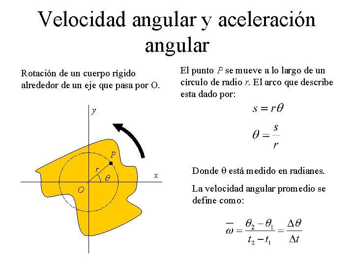 Velocidad angular y aceleración angular Rotación de un cuerpo rígido alrededor de un eje Velocidad angular y aceleración angular Rotación de un cuerpo rígido alrededor de un eje