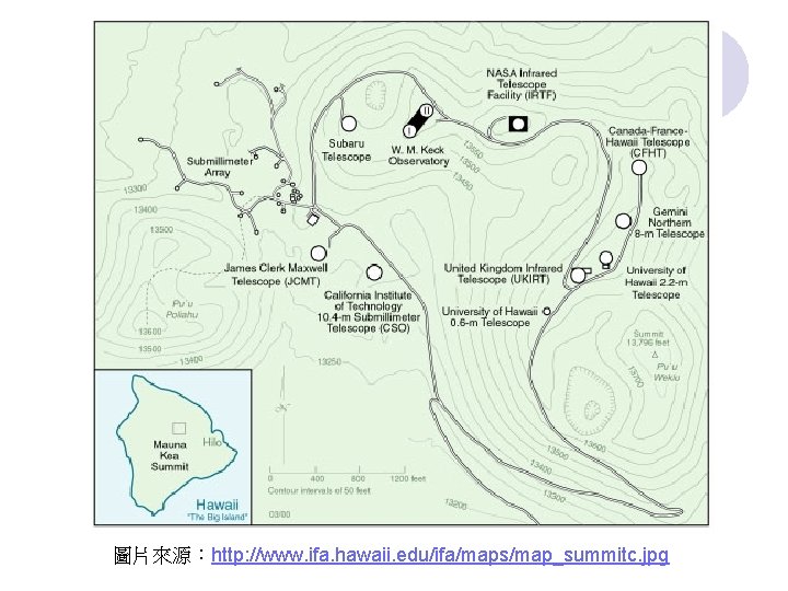 圖片來源：http: //www. ifa. hawaii. edu/ifa/maps/map_summitc. jpg 