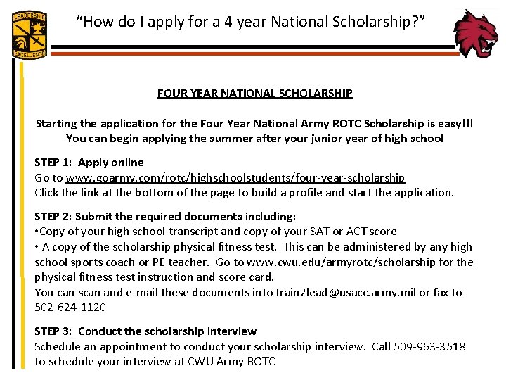 “How do I apply for a 4 year National Scholarship? ” FOUR YEAR NATIONAL