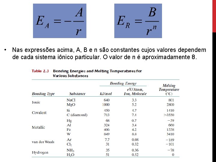  • Nas expressões acima, A, B e n são constantes cujos valores dependem