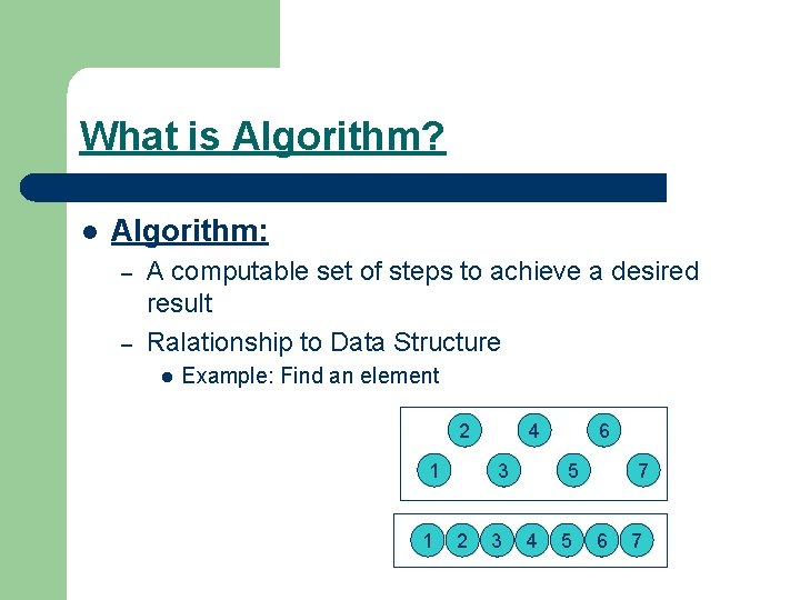 What is Algorithm? l Algorithm: – – A computable set of steps to achieve