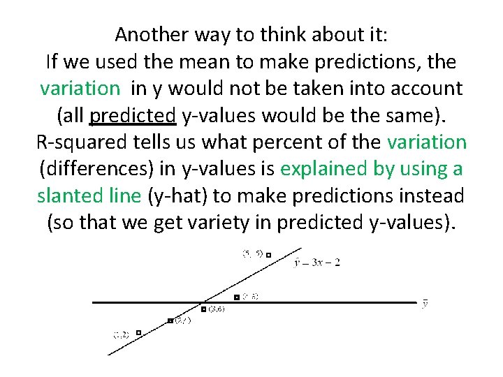 Another way to think about it: If we used the mean to make predictions,