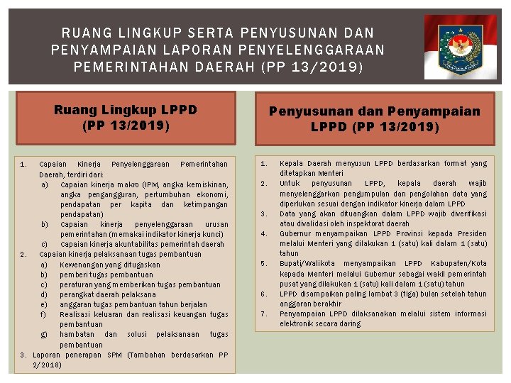 RUANG LINGKUP SER TA PENYUSUNAN DAN PENYA MPAIAN LAPORAN PENYELENGGARAAN PEMERINTAHAN DAERAH (PP 13