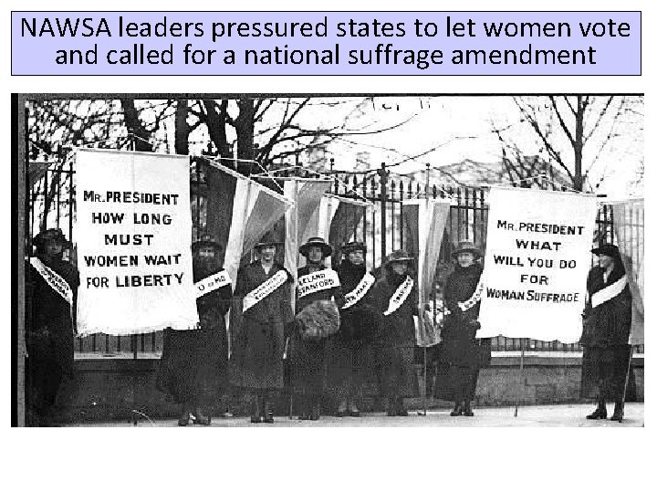 NAWSA leaders pressured states to let women vote and called for a national suffrage