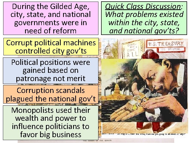 During the Gilded Age, city, state, and national governments were in need of reform