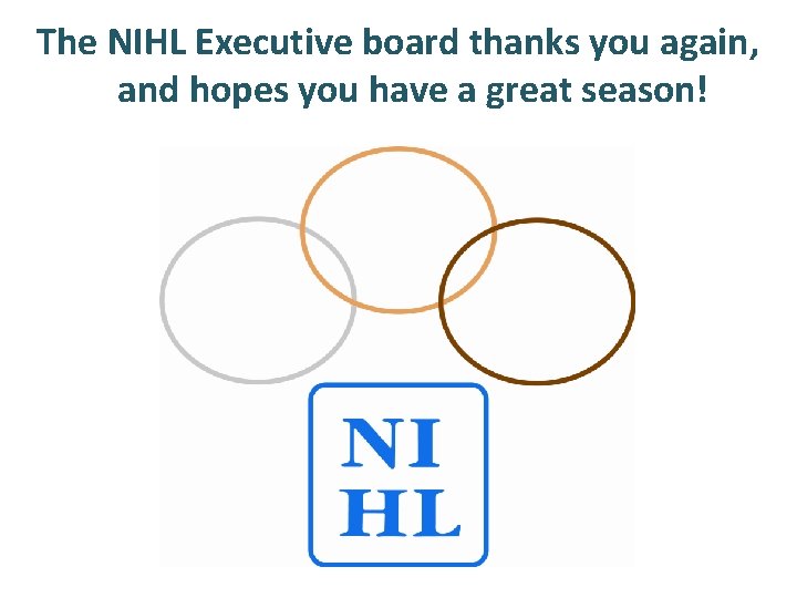 The NIHL Executive board thanks you again, and hopes you have a great season!
