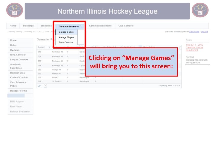Clicking on “Manage Games” will bring you to this screen: 