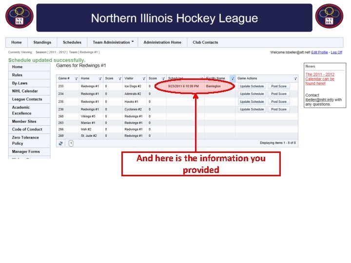 And here is the information you provided 
