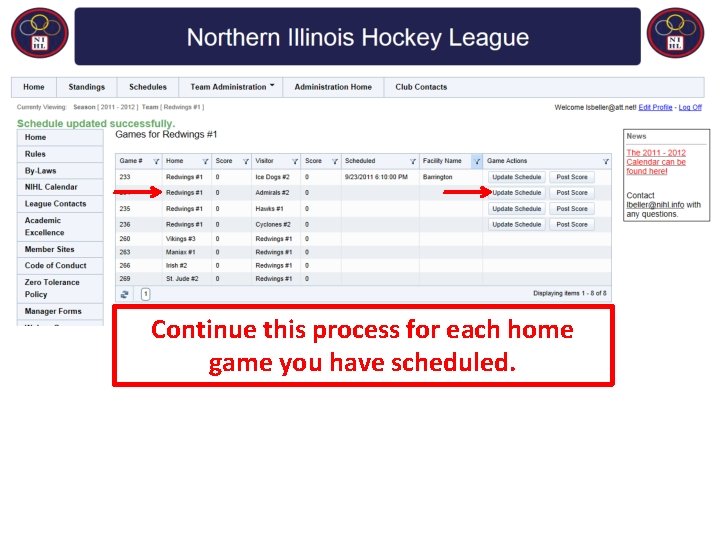 Continue this process for each home game you have scheduled. 