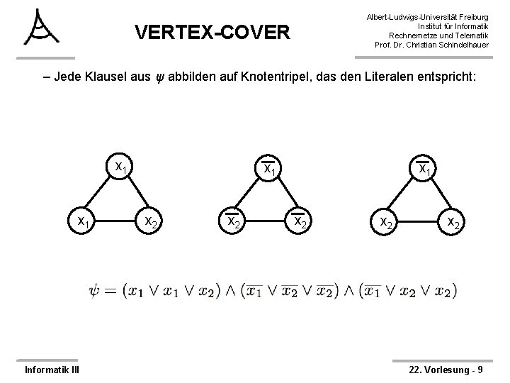 Albert-Ludwigs-Universität Freiburg Institut für Informatik Rechnernetze und Telematik Prof. Dr. Christian Schindelhauer VERTEX-COVER –