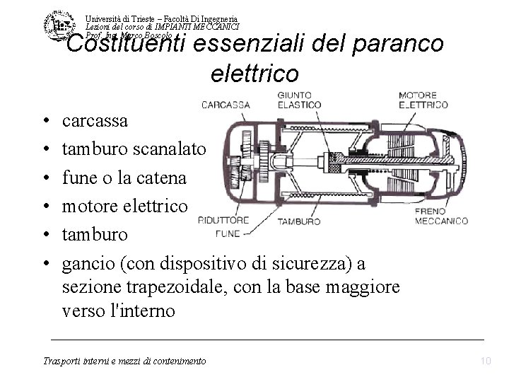 Università di Trieste – Facoltà Di Ingegneria Lezioni del corso di IMPIANTI MECCANICI Prof. Università di Trieste – Facoltà Di Ingegneria Lezioni del corso di IMPIANTI MECCANICI Prof.