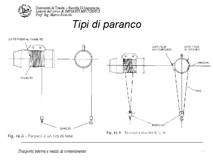 Università di Trieste – Facoltà Di Ingegneria Lezioni del corso di IMPIANTI MECCANICI Prof. Università di Trieste – Facoltà Di Ingegneria Lezioni del corso di IMPIANTI MECCANICI Prof.