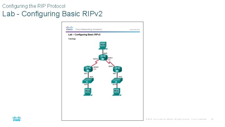 Configuring the RIP Protocol Lab - Configuring Basic RIPv 2 © 2016 Cisco and/or