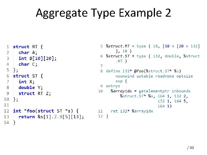 Aggregate Type Example 2 / 33 