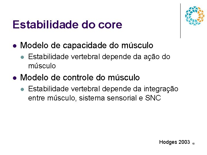 Estabilidade do core l Modelo de capacidade do músculo l l Estabilidade vertebral depende