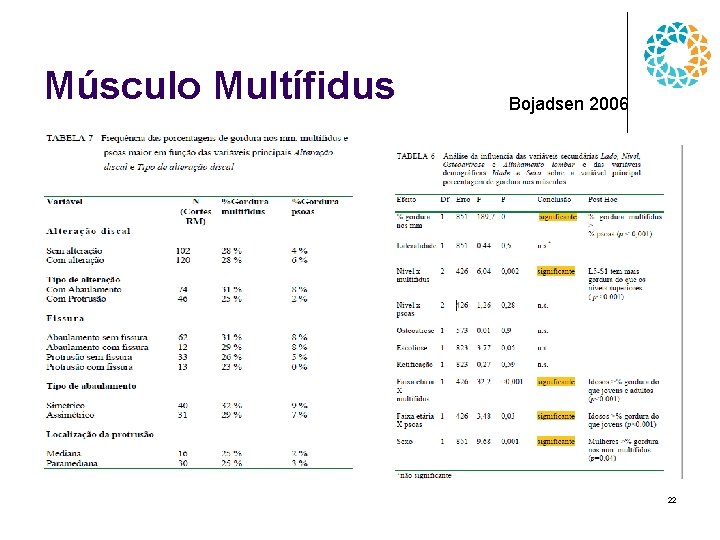 Músculo Multífidus Bojadsen 2006 22 