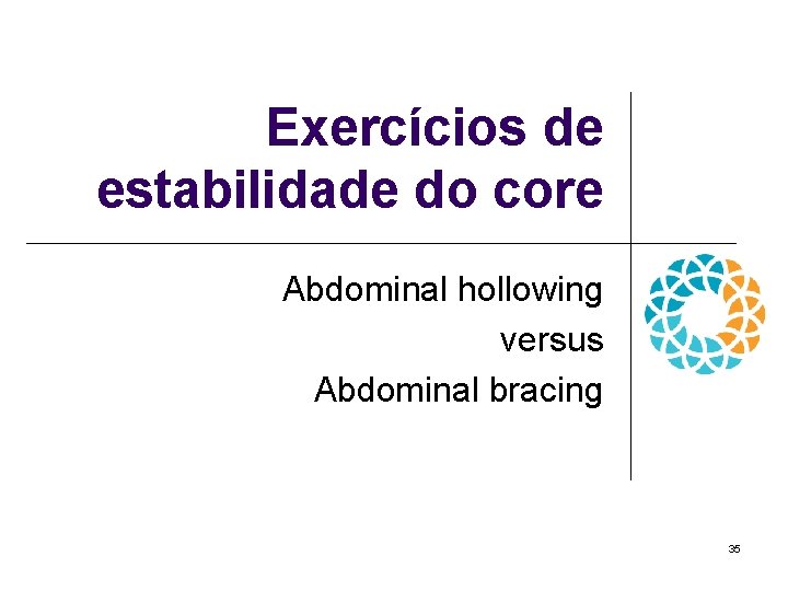 Exercícios de estabilidade do core Abdominal hollowing versus Abdominal bracing 35 