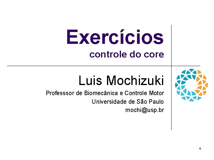 Exercícios controle do core Luis Mochizuki Professsor de Biomecânica e Controle Motor Universidade de