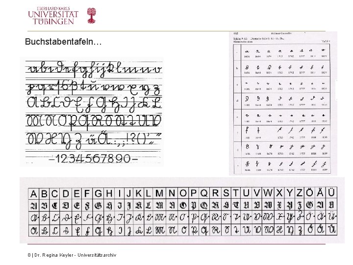 Buchstabentafeln… 8 | Dr. Regina Keyler - Universitätsarchiv Buchstabentafeln… 8 | Dr. Regina Keyler - Universitätsarchiv