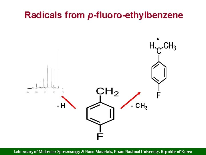 Radicals from p-fluoro-ethylbenzene -H - CH 3 Laboratory of Molecular Spectroscopy & Nano Materials,