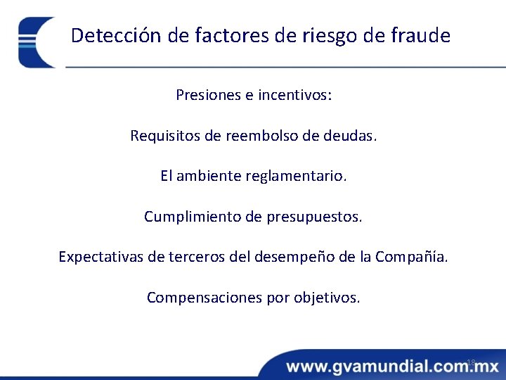 Detección de factores de riesgo de fraude Presiones e incentivos: Requisitos de reembolso de