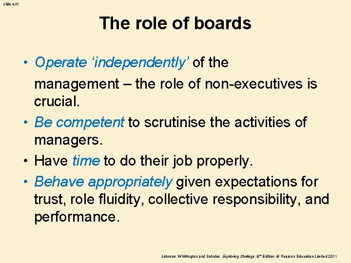 Slide 4. 17 The role of boards • Operate ‘independently’ of the management –