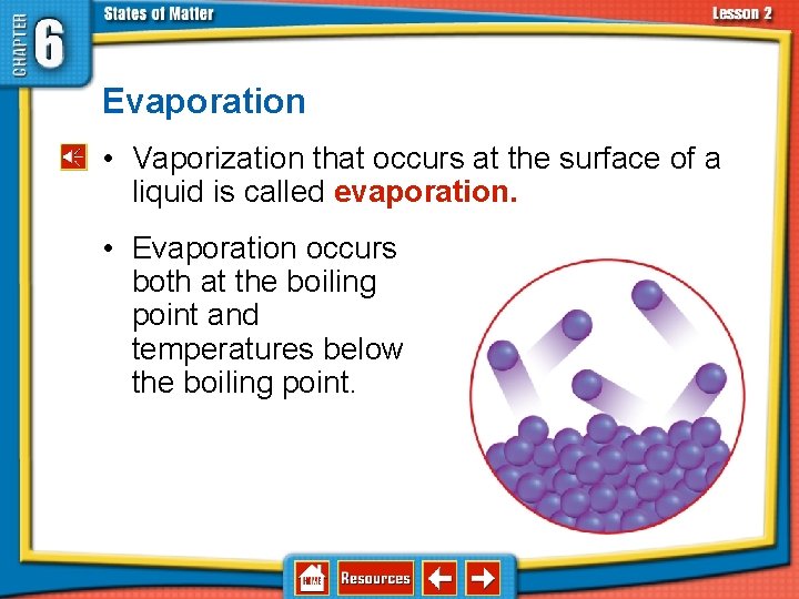6. 2 Changes in States of Matter Evaporation • Vaporization that occurs at the