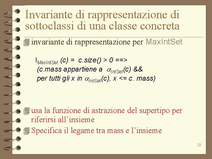 Invariante di rappresentazione di sottoclassi di una classe concreta 4 invariante di rappresentazione per
