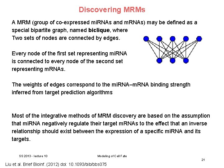 Discovering MRMs A MRM (group of co-expressed mi. RNAs and m. RNAs) may be