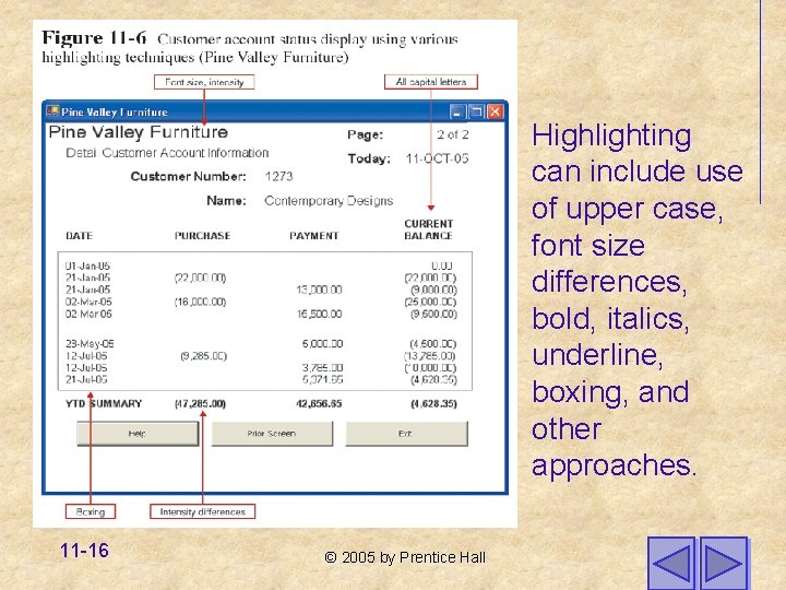 Highlighting can include use of upper case, font size differences, bold, italics, underline, boxing,