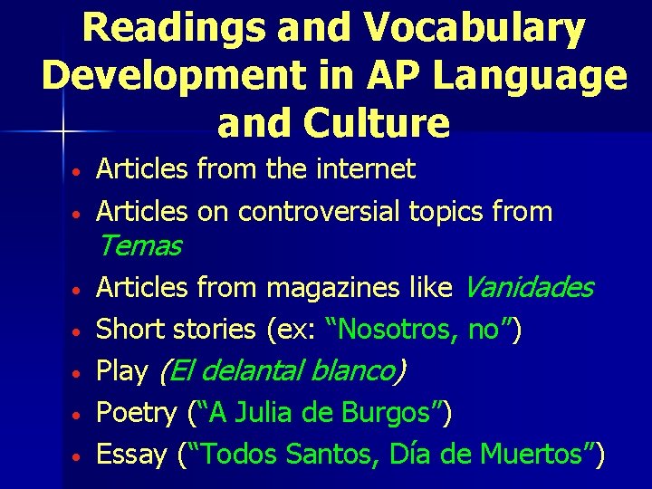 Readings and Vocabulary Development in AP Language and Culture • • Articles from the Readings and Vocabulary Development in AP Language and Culture • • Articles from the