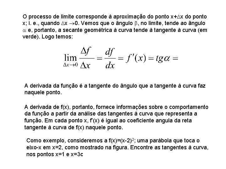 O processo de limite corresponde à aproximação do ponto x+ x do ponto x;