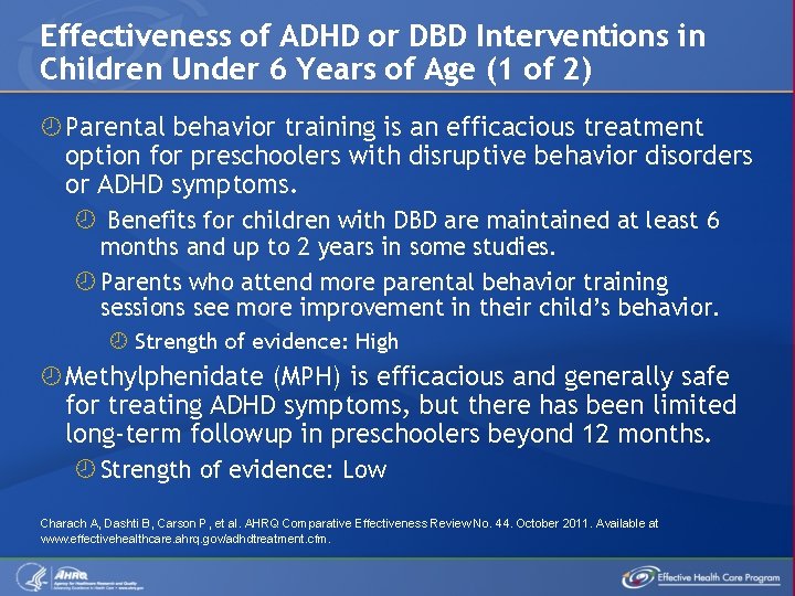 Effectiveness of ADHD or DBD Interventions in Children Under 6 Years of Age (1