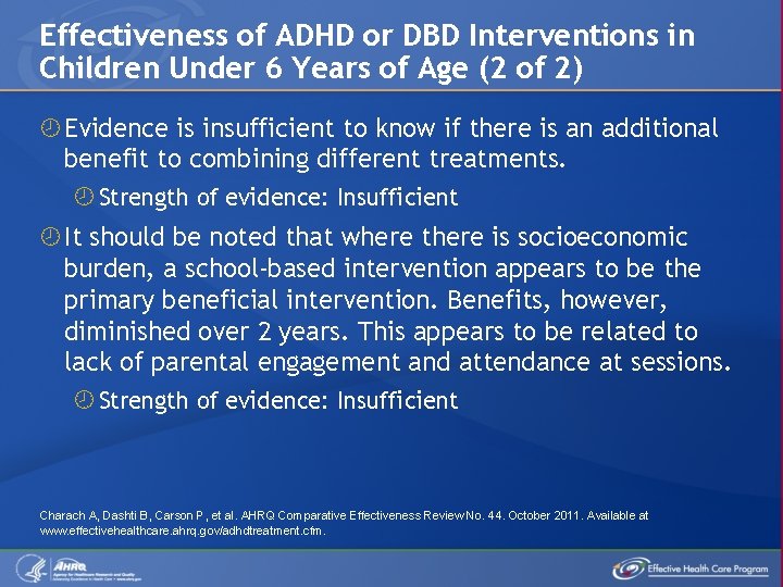 Effectiveness of ADHD or DBD Interventions in Children Under 6 Years of Age (2