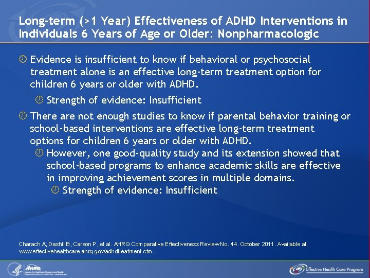 Long-term (>1 Year) Effectiveness of ADHD Interventions in Individuals 6 Years of Age or