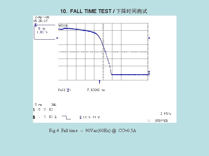 10. FALL TIME TEST / 下降时间测试 Fig. 4 Fall time -- 90 Vac(60 Hz)