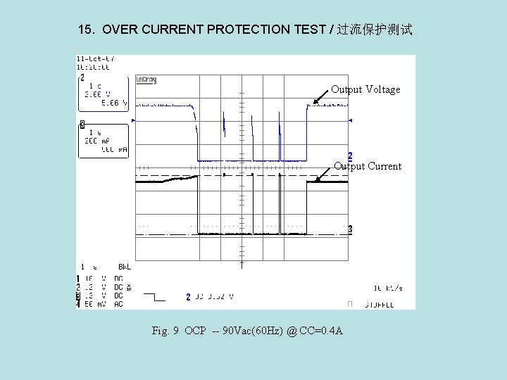 15. OVER CURRENT PROTECTION TEST / 过流保护测试 Output Voltage Output Current Fig. 9 OCP