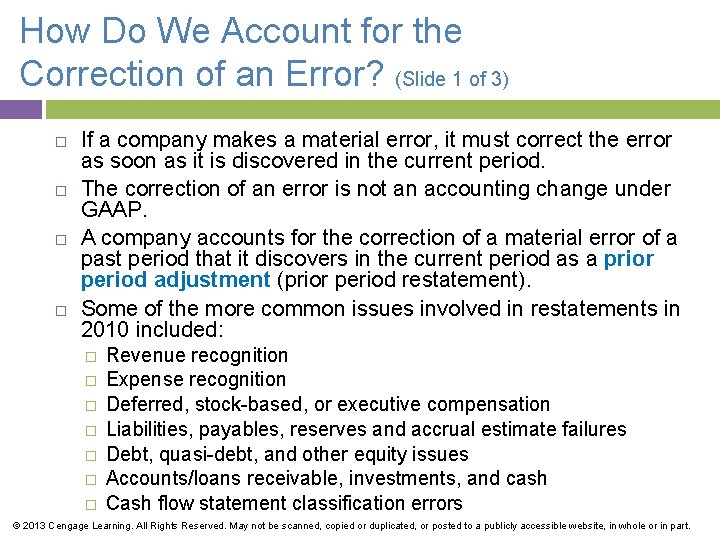 How Do We Account for the Correction of an Error? (Slide 1 of 3)