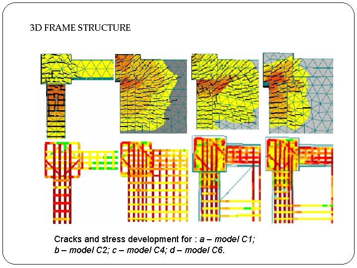 3 D FRAME STRUCTURE Cracks and stress development for : a – model C