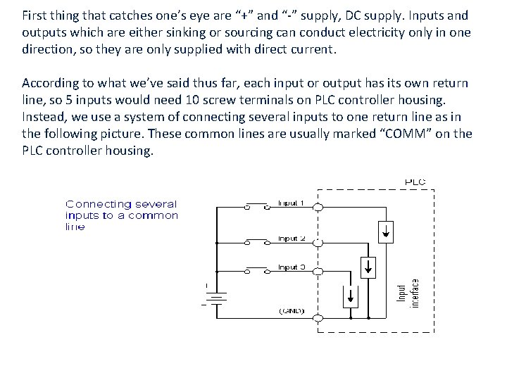 First thing that catches one’s eye are “+” and “-” supply, DC supply. Inputs