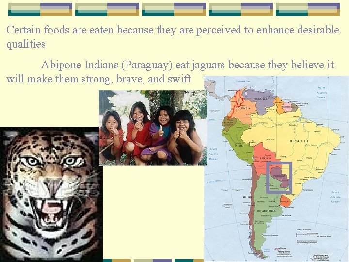 Certain foods are eaten because they are perceived to enhance desirable qualities Abipone Indians