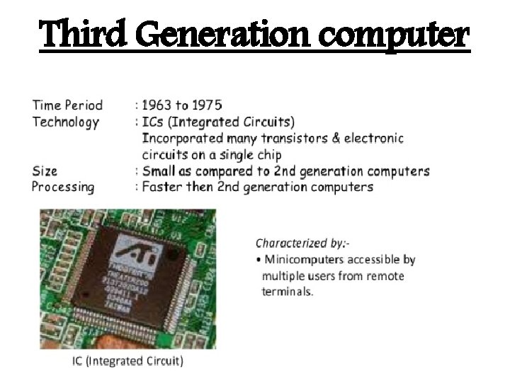 Third Generation computer Third Generation computer