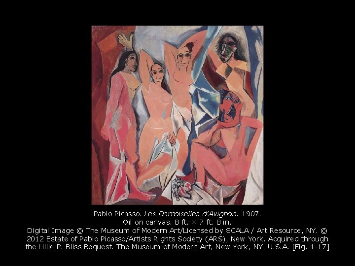 Pablo Picasso. Les Demoiselles d’Avignon. 1907. Oil on canvas. 8 ft. × 7 ft.