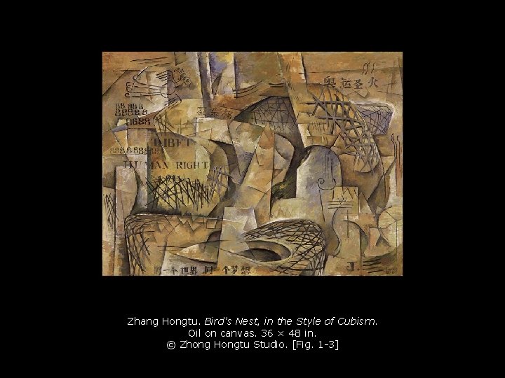 Zhang Hongtu. Bird’s Nest, in the Style of Cubism. Oil on canvas. 36 ×