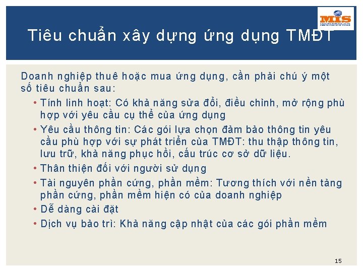 Tiêu chuẩn xây dựng ứng dụng TMĐT Doanh nghiệp thuê hoặc mua ứng dụng,