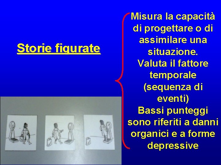 Storie figurate Misura la capacità di progettare o di assimilare una situazione. Valuta il