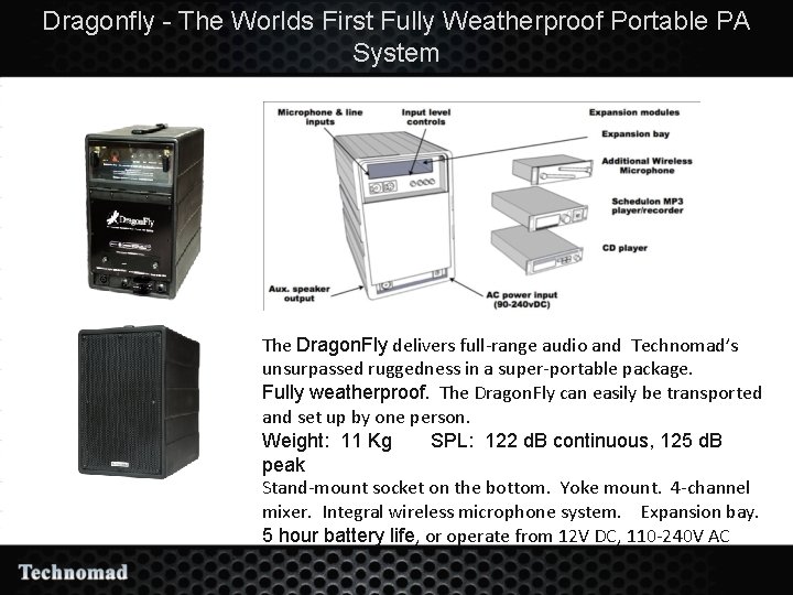 Dragonfly - The Worlds First Fully Weatherproof Portable PA System The Dragon. Fly delivers